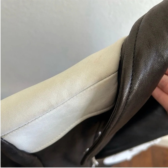 IRO Scottsdale Lamb Leather Moto Jacket Black & White - Picture 6 of 11